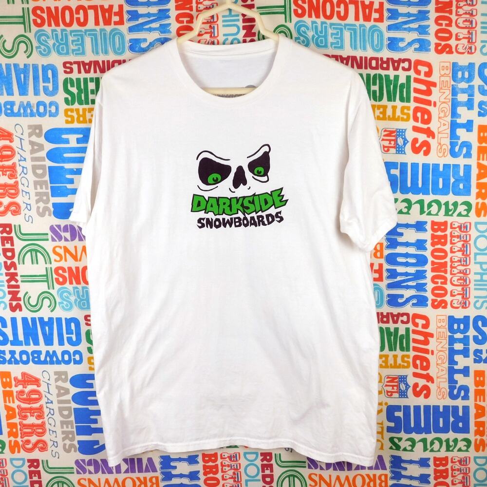 Darkside Snowboards Drop In Skull Logo T Shirt Size Large Double Sided